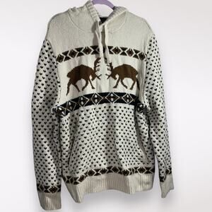 American Eagle Sweater Hoodie Womens XL Holidays Christmas Deer Warm Cable Knit